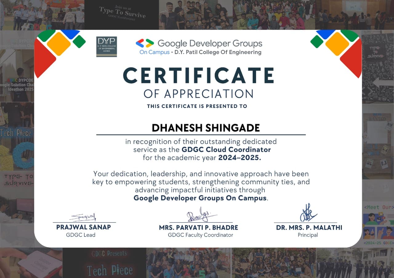Cloud Coordinator - GDGC DYPCOE ( 2024-25)